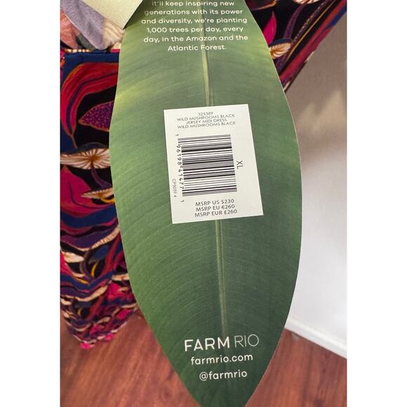 NWT Farmrio Wild Mushrooms Jersey Midi Dress Size: X-Large - Picture 6 of 6